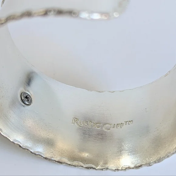 Set/ 2 Rustic Cuff Open Cuff Bracelets Silver Tone Mixed Metal - Picture 6 of 10